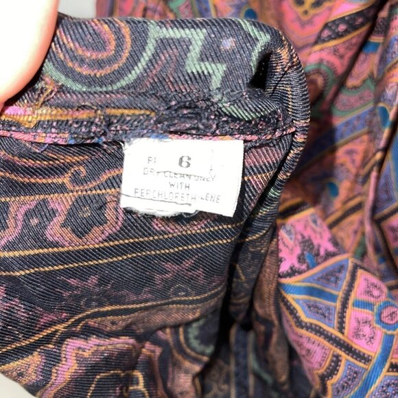 Vintage Womens Bow Blouse Size 6 Pure Rayon Button Front Neck Tie Matte Finish - Picture 11 of 16